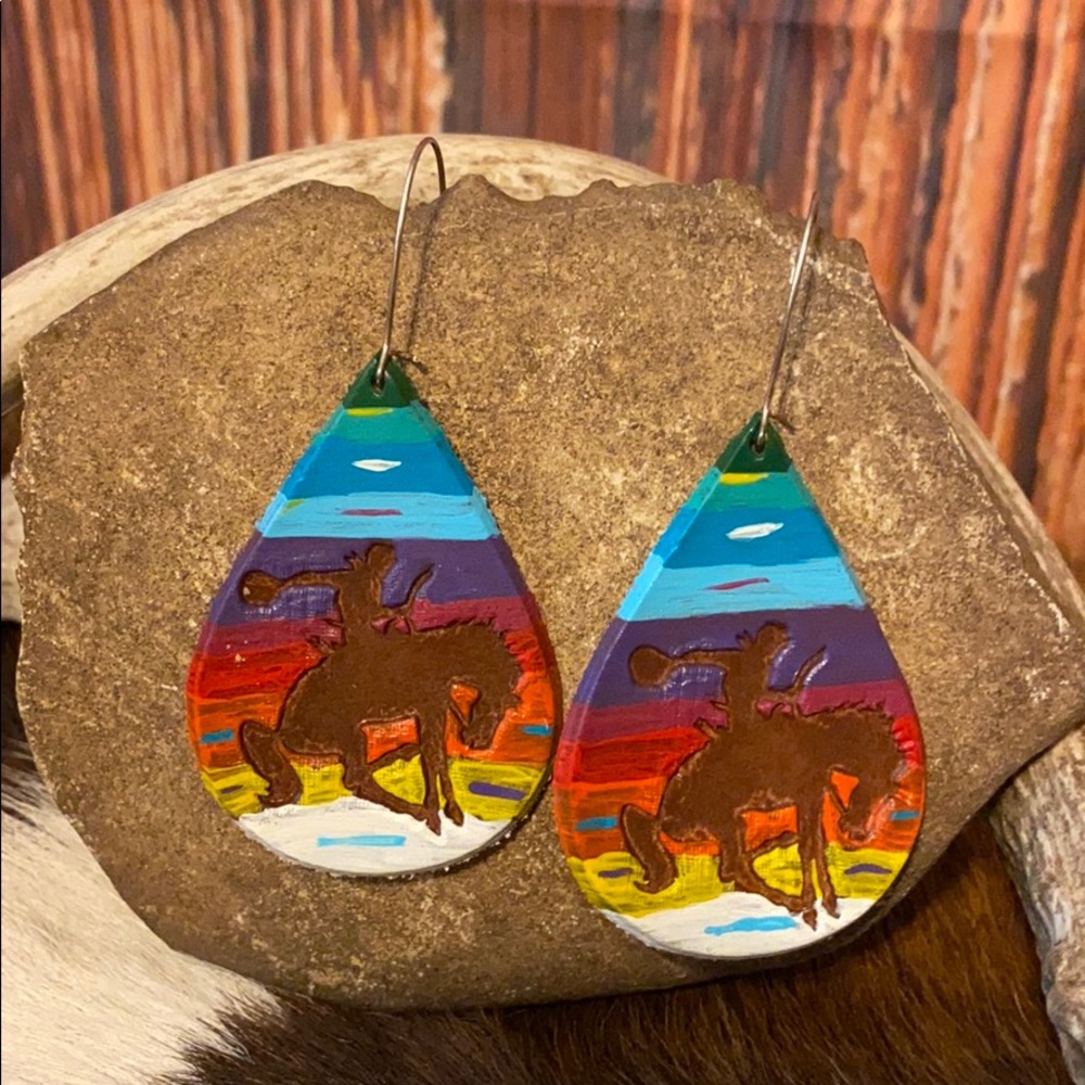 HAND PAINTED LEATHER EARRINGS